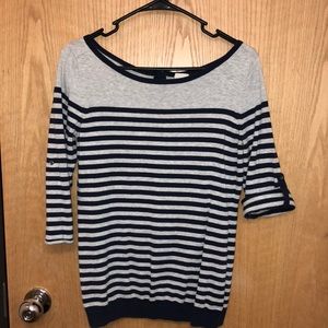 Quarter length striped sweater